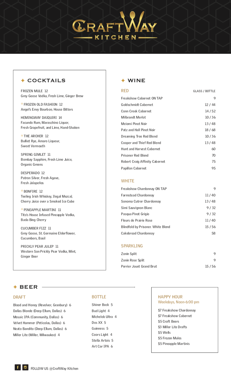 Menu CraftWay Kitchen