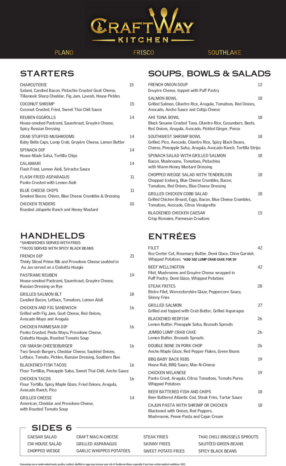CraftWay Kitchen Menu | Plano, Frisco & Southlake
